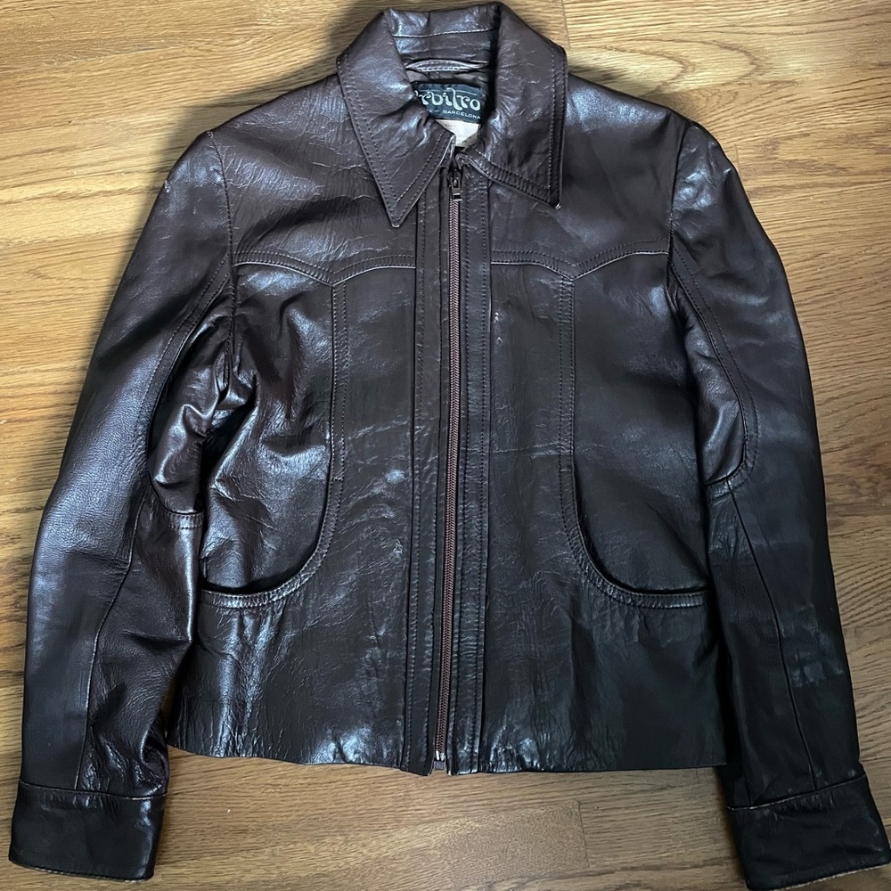 100% leather vintage brown jacket